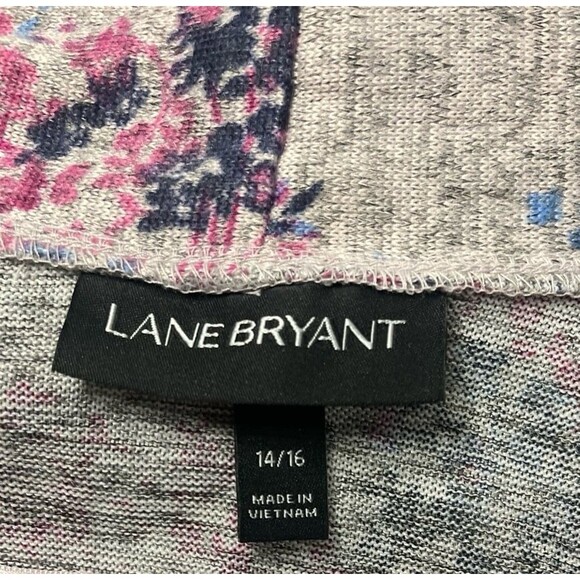 Lane Bryant Heather Gray Floral Cardigan Size 14/16 - Picture 3 of 6